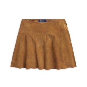 POLO RALPH LAUREN Girl's Goat Suede Skirt in Maple